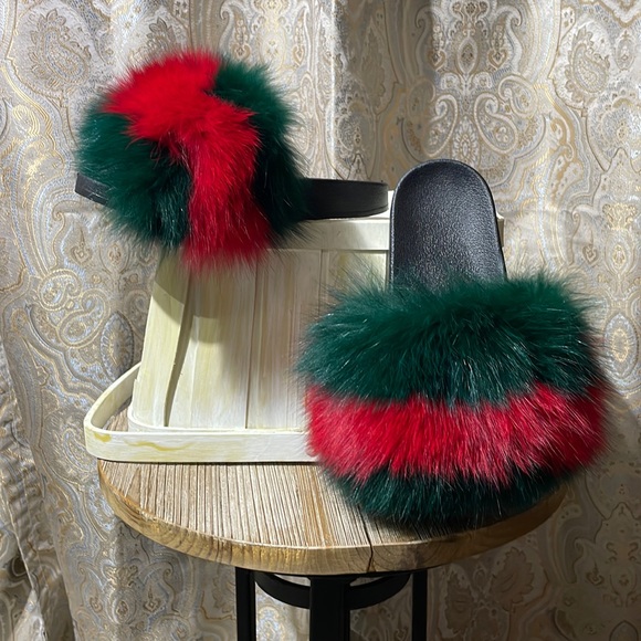 Shoes - Brand new Woman’s mink like slides/slippers Size 5 these look like Gucci